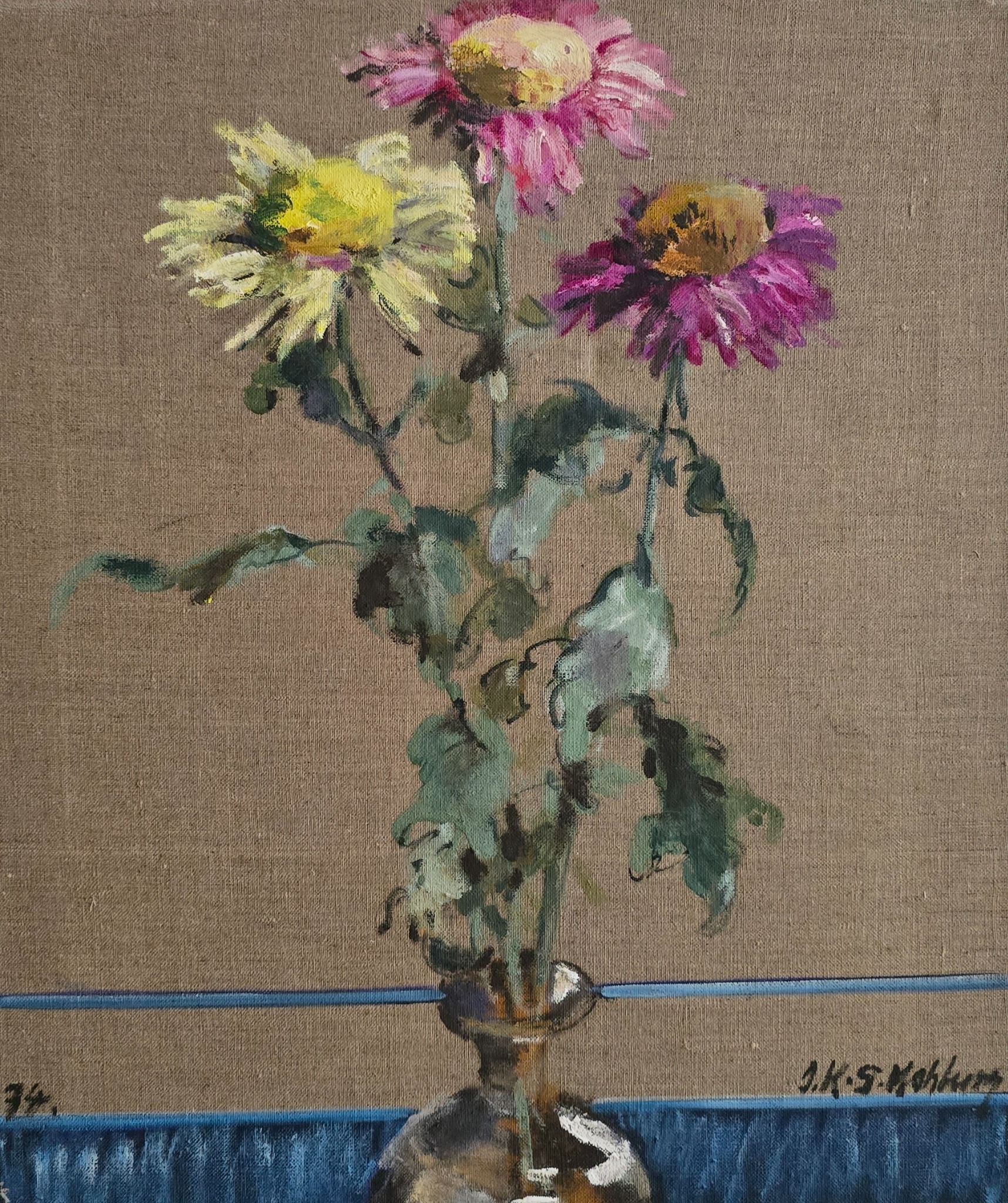 Chrysanthemen-Astern in der Glasvase by J.K.S. Hohburg